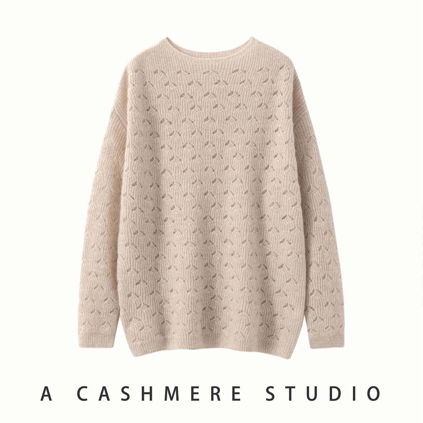 秋冬新款100%纯山羊绒衫女镂空一字领针织毛衣外套上衣