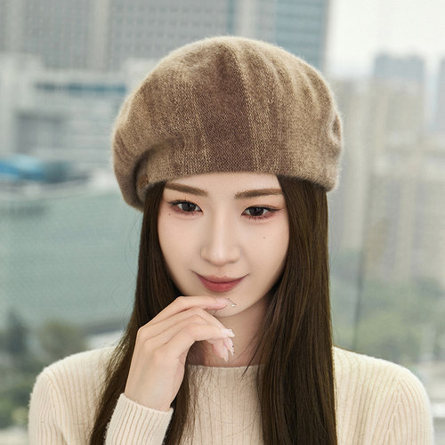 秋冬新款100%纯山羊绒贝雷帽女
