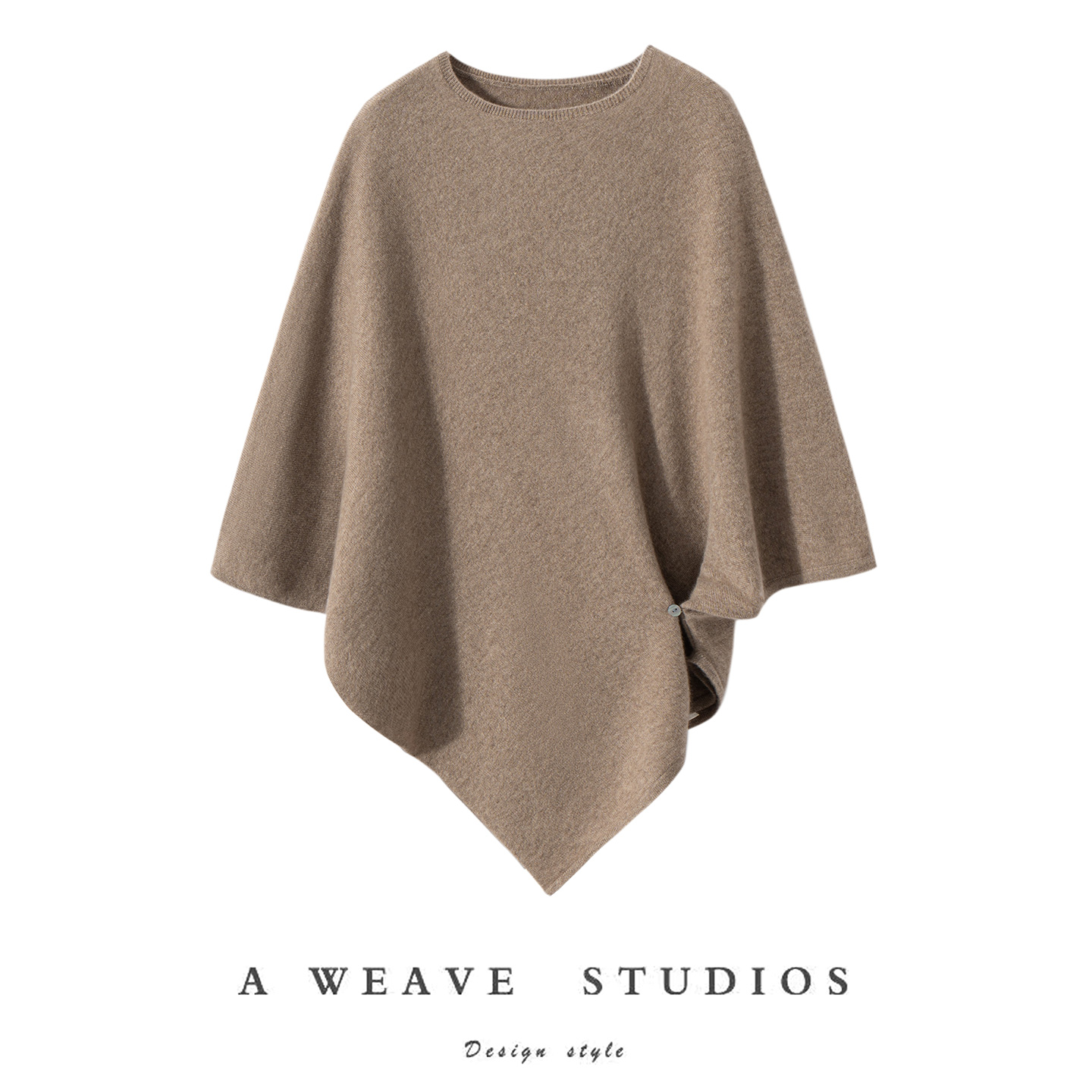 秋冬纯山羊绒圆领保暖斗篷披肩