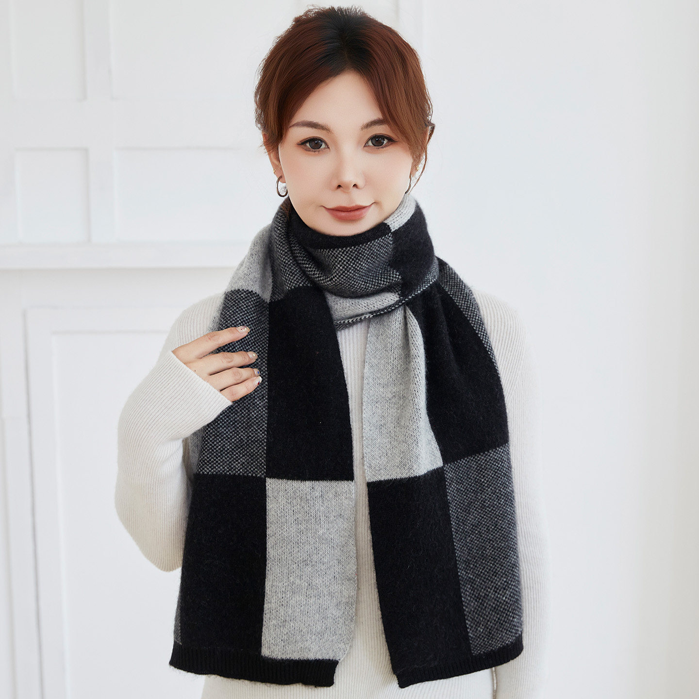 秋冬新款100%纯山羊绒围巾男女款