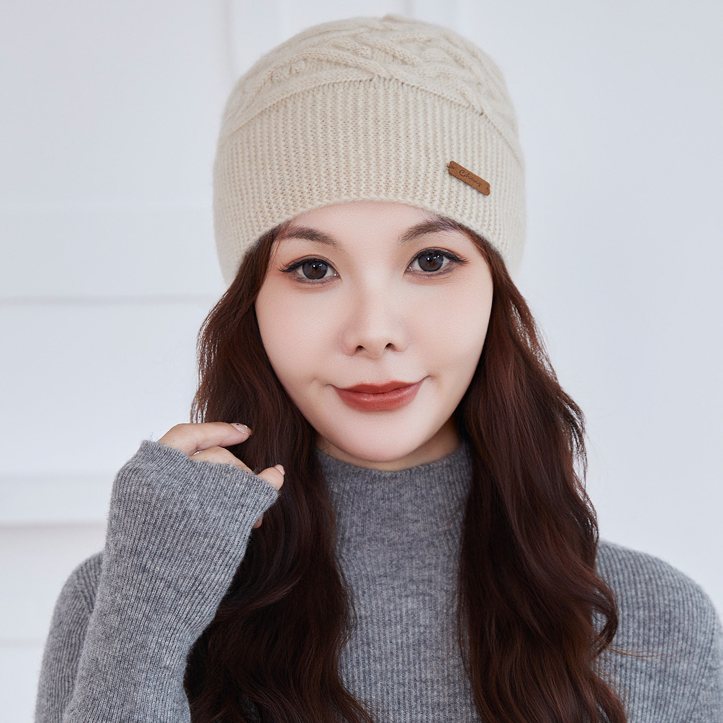 秋冬100%山羊绒帽子脖套两用男女