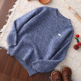 儿童秋冬新款100%山羊绒衫男女三股加厚花纱针织衫宝宝毛衣打底衫