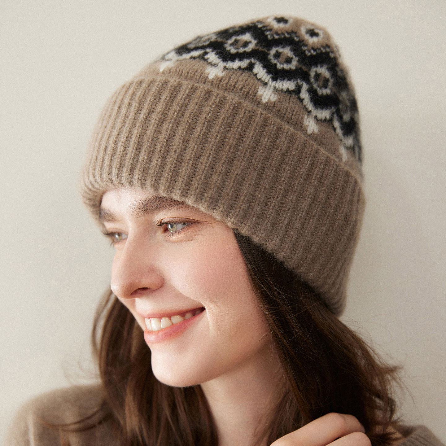 秋冬100%山羊绒护耳包头帽女