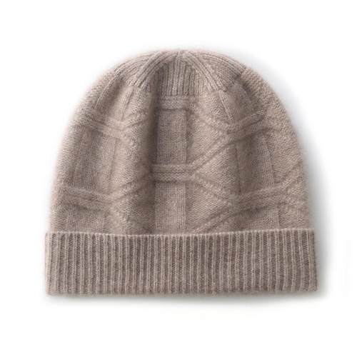 秋冬绞花100%纯山羊绒针织帽男女