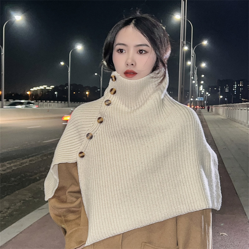 简约百搭纯羊毛高领套头围脖围巾女秋冬纽扣装饰针织披肩保暖脖套,服饰配件/皮带/帽子/围巾,围巾/丝巾/披肩,淘宝优惠券,粉丝福利购,淘宝优惠卷