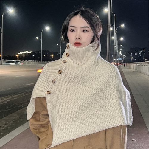 秋冬简约百搭纯羊毛高领套头围脖