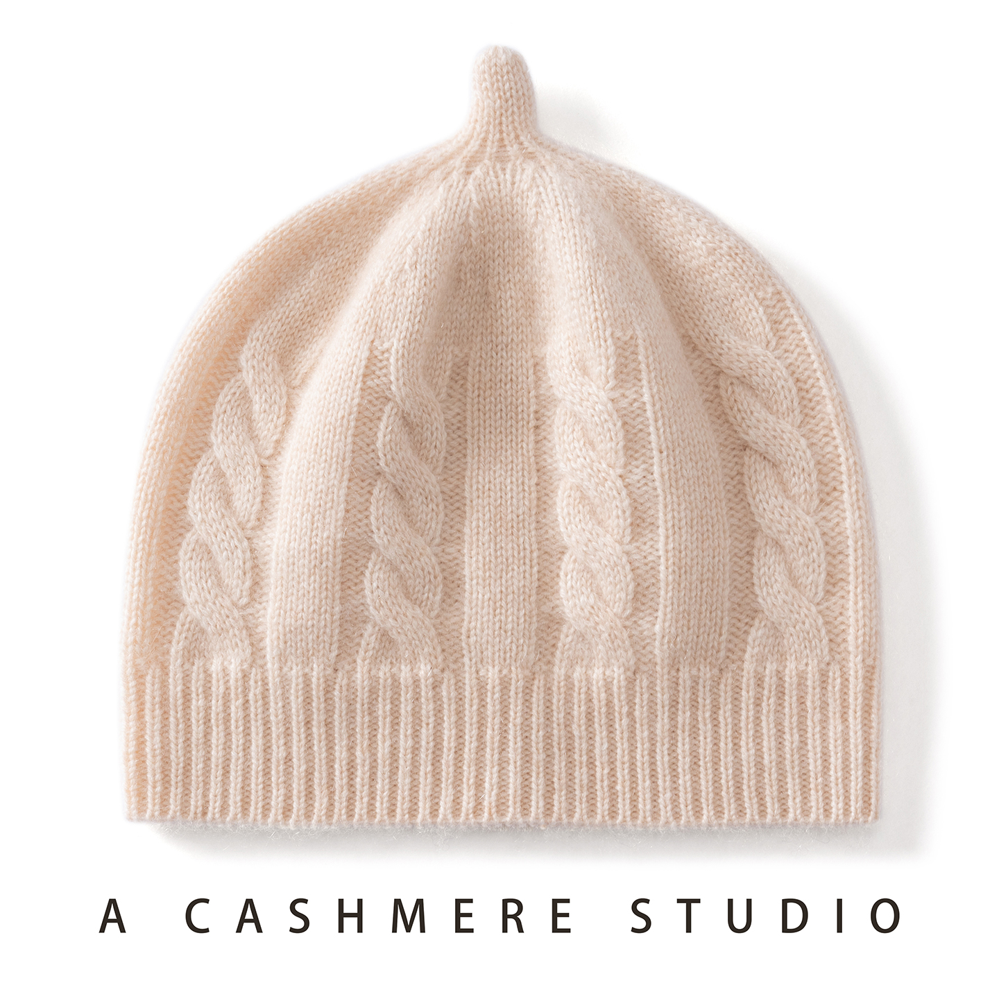 儿童新款~100%纯山羊绒帽子男女宝宝秋冬纯色扭花保暖针织保暖帽