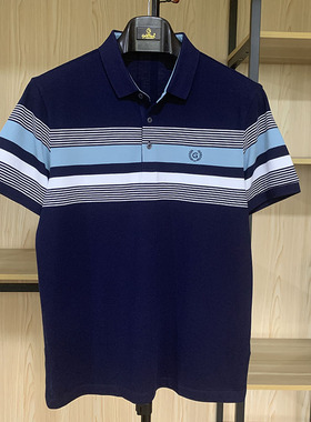 金利来GY男士夏季条纹纯棉短袖T恤TSFA045-LA156-85