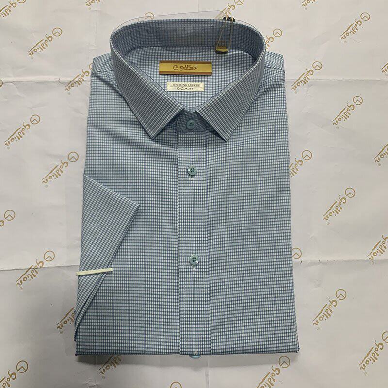 金利来男装修身纯棉免烫短袖衬衫