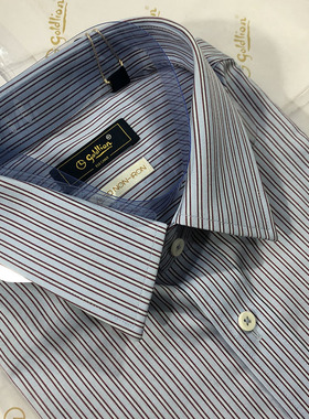 金利来男装长袖衬衫秋冬款纯棉免烫修身版条纹衬衣MSL22231760-35