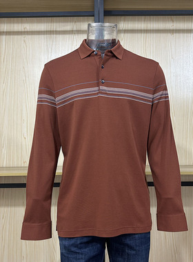 金利来男装T恤秋款常规版纯棉面料长袖翻领MTL21131408-57