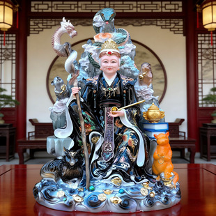 五仙黑老太神像合成汉白玉黑老太太黑妈妈像体16寸家用供奉黑奶奶