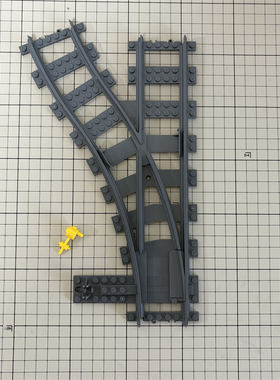 LEGO乐高 火车轨道 向左分岔路 铁轨 18612 53407 6085213 带把手