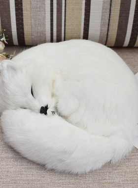 大尺寸仿真狐狸白狐狸睡狐狸治愈系萌物送女生送闺蜜创意家居饰品