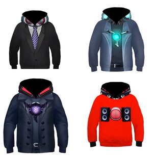 跨境万圣节 泰坦电视人cosplay同款3D印花儿童连帽休闲外套童卫衣
