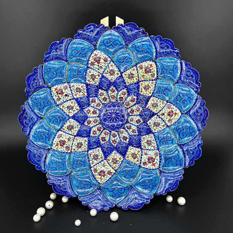 伊朗米娜细密画手绘纯手工制作工艺装饰品特色挂盘摆盘果盘12英寸