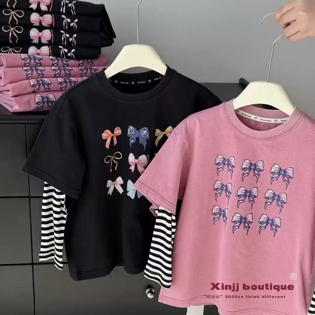 现货波拉韩国童装2026春夏新款女童长袖T恤儿童洋气打底衫上衣潮