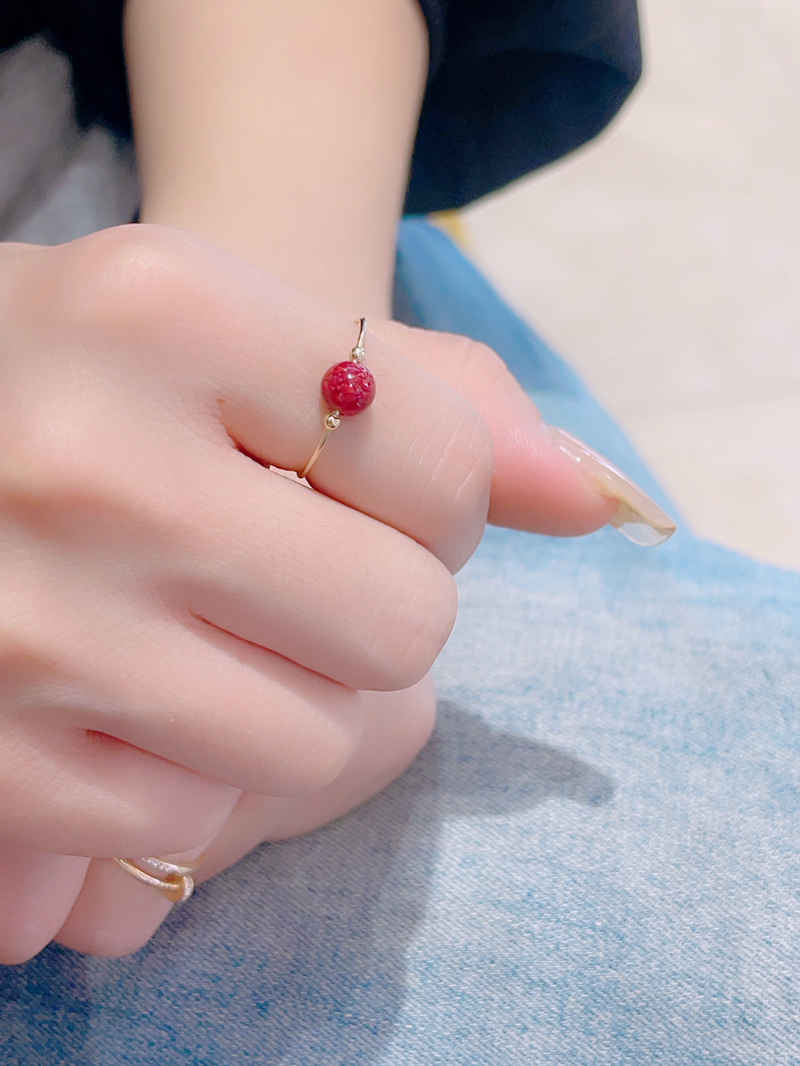 天然晶体朱砂戒指本命年转运