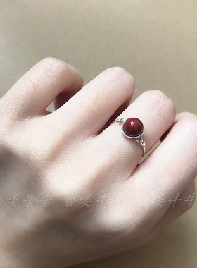 朱砂戒指手工红色本命年