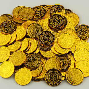 万圣节日儿童海盗cos魔术表演道具假金币游戏硬币4cm大号美元S币