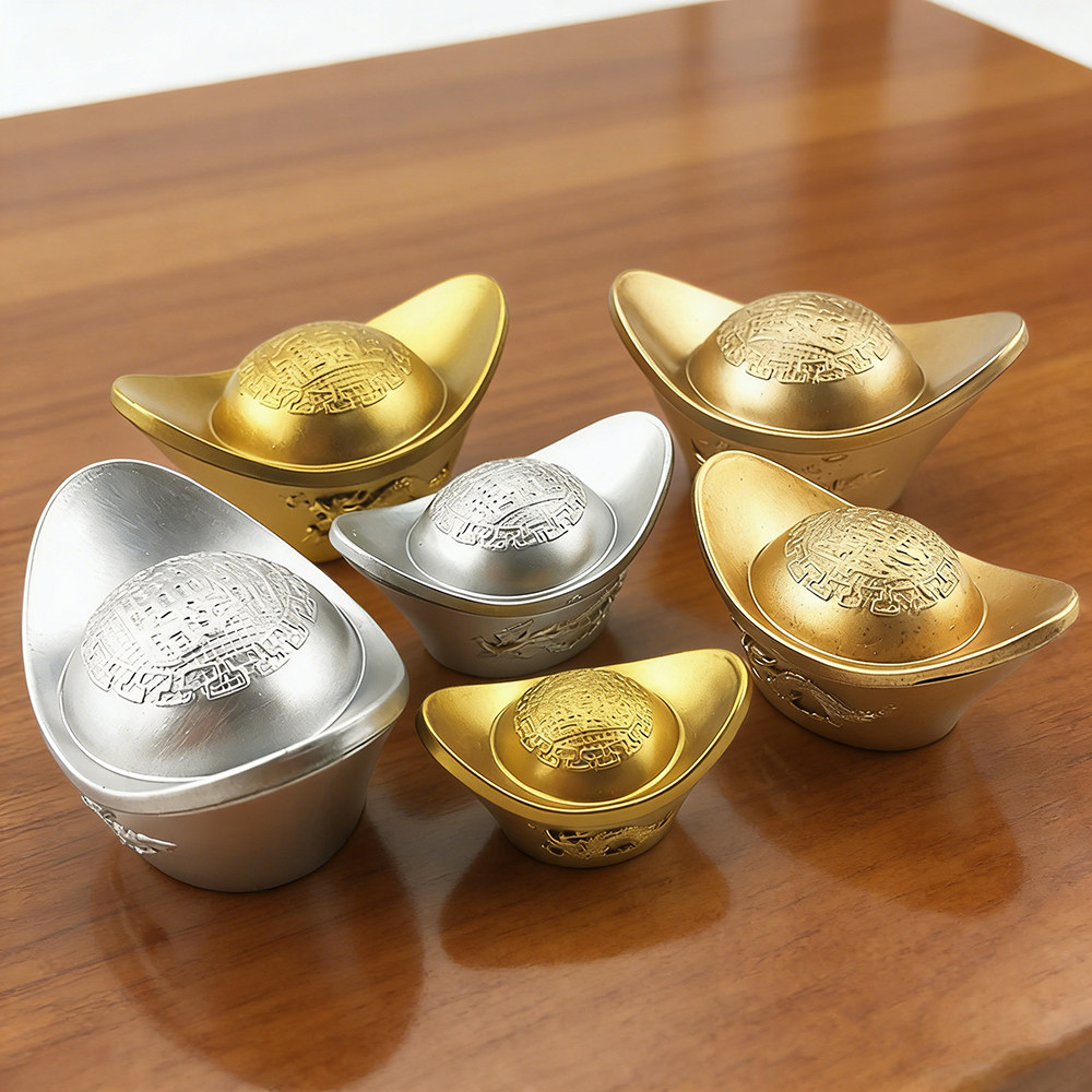 仿真金元宝摆件大小号元宝摆件装饰塑料黄金锭子拍摄道具元宝玩具