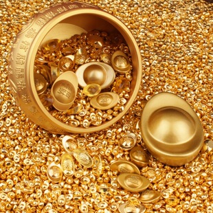 仿真沙金元宝摆件金条瓜子花生实心迷你小元宝聚宝盆相框装饰摆件