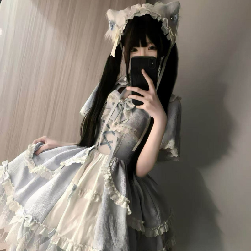 尾款-玩偶密语Lolita少女吊带斗篷连衣裙古早公主风甜美优雅洋服