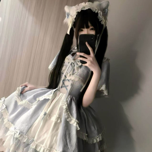 尾款-玩偶密语Lolita少女吊带斗篷连衣裙古早公主风甜美优雅洋服