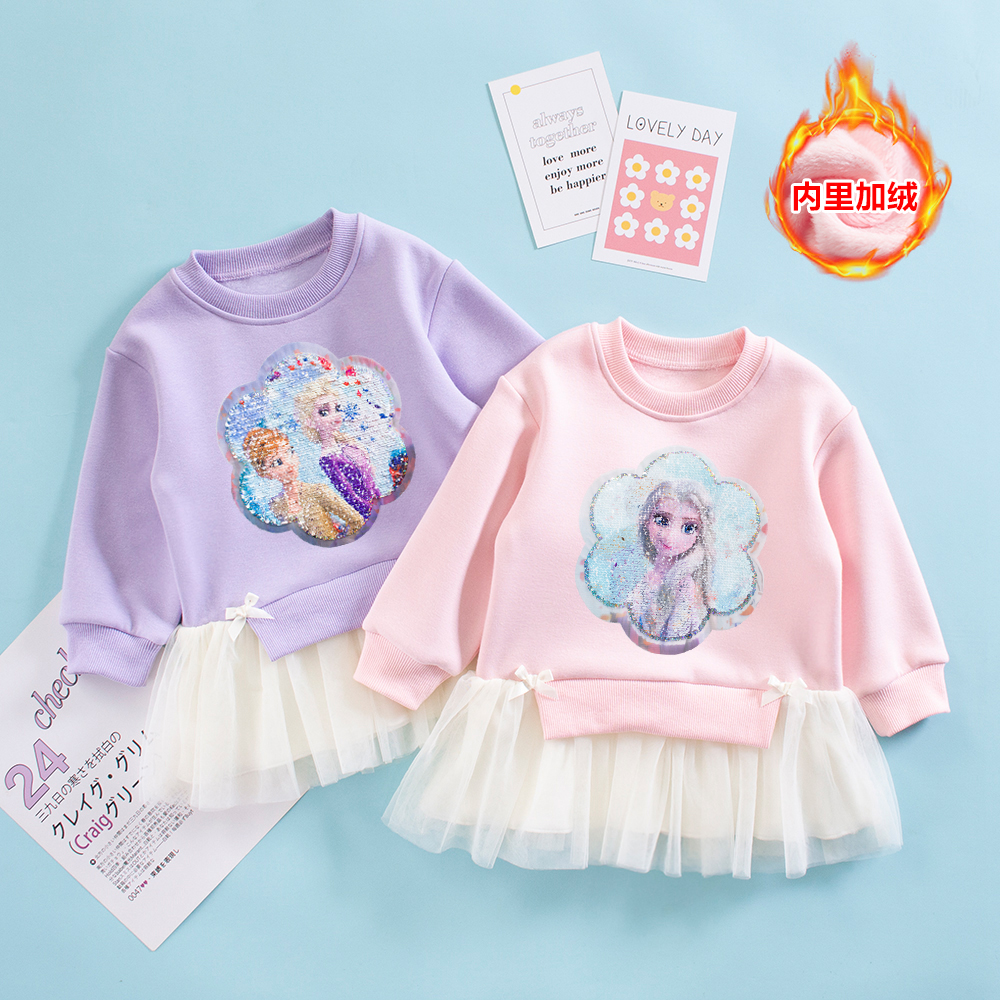 女童秋冬款加绒卫衣裙超好看裙子