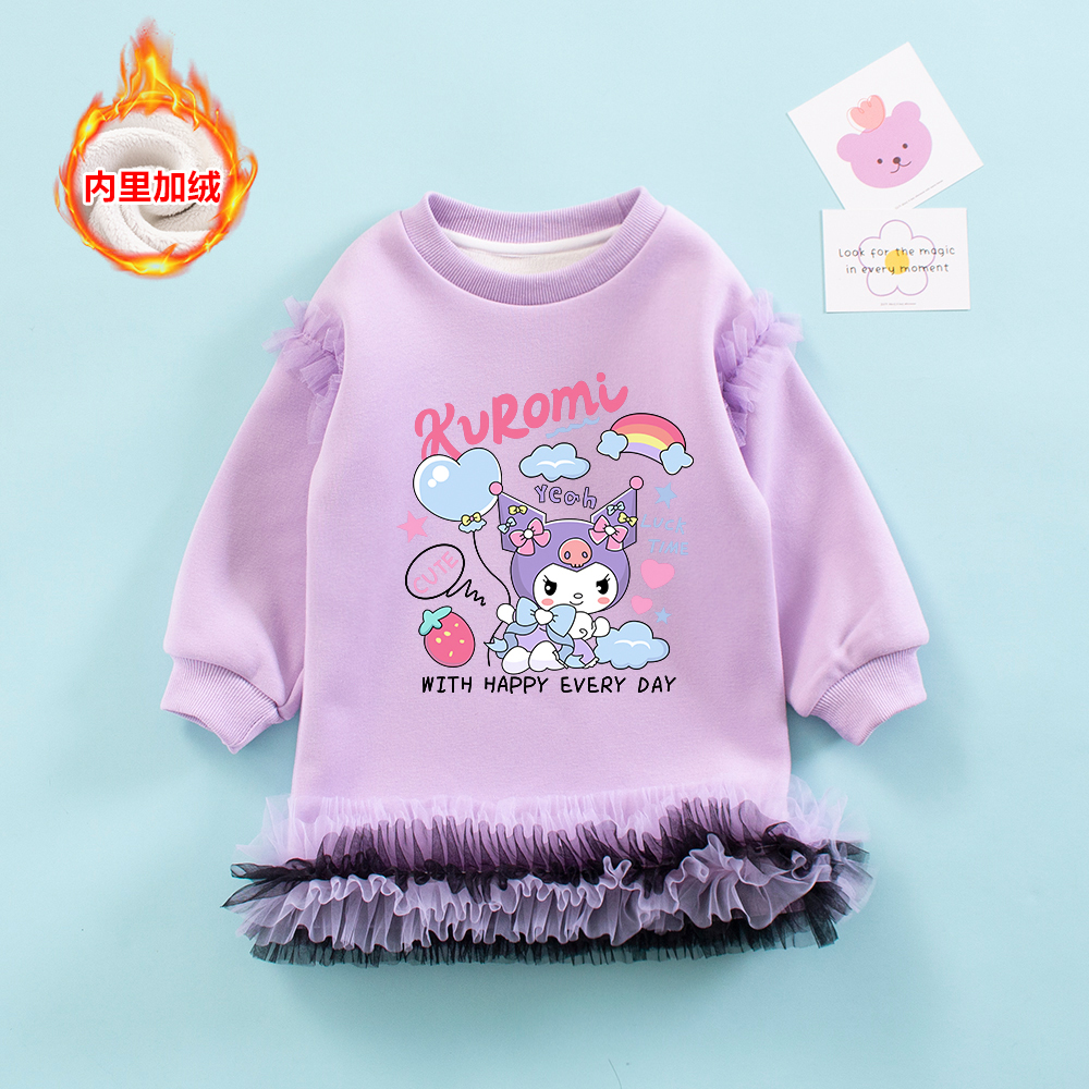 女童秋冬韩版加绒卫衣裙洋气时髦