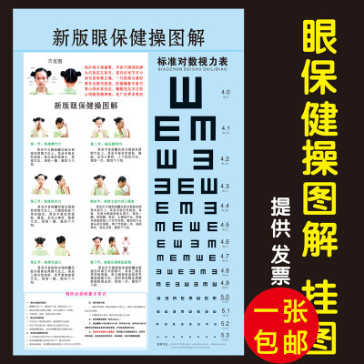 标准对数视力表儿童测试挂图幼儿园班级布置眼睛保健操海报贴画