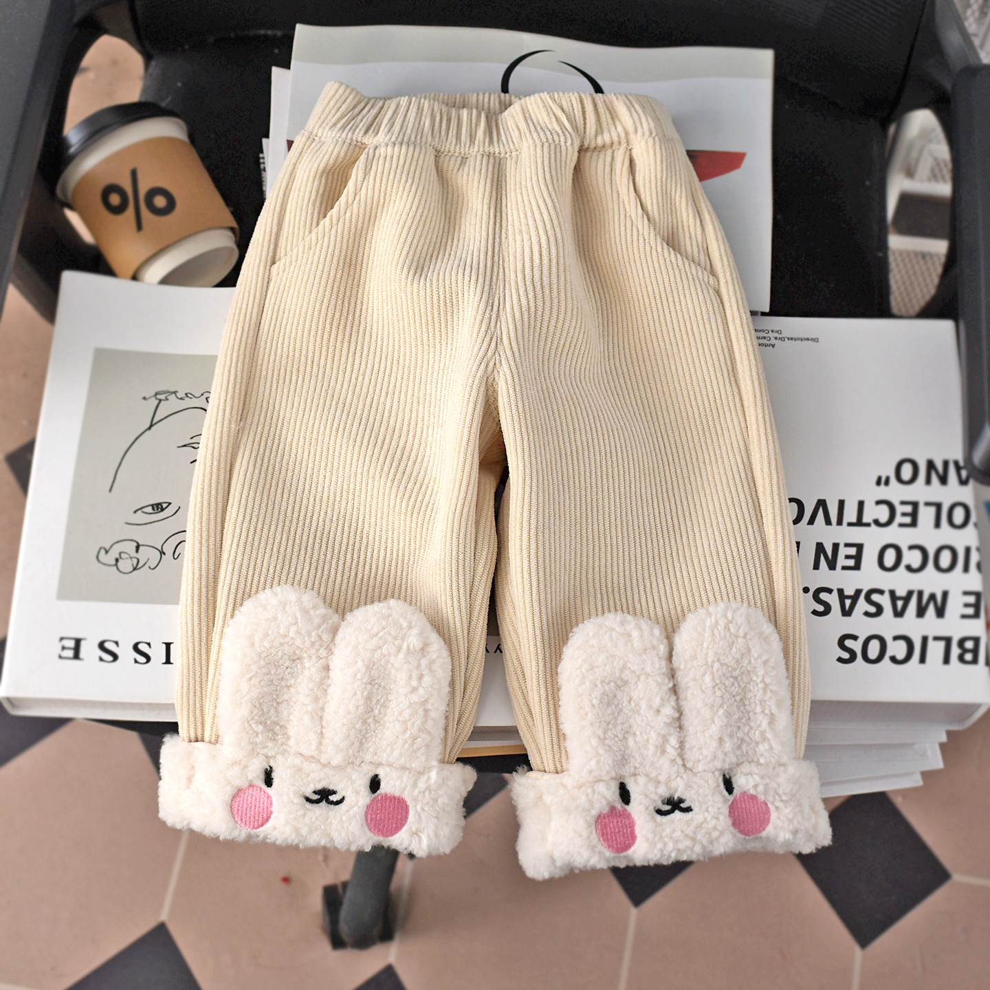 小女孩卡通加绒保暖冬季休闲裤