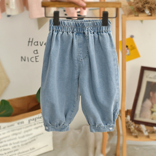 宝宝裤子春装休闲宽松时髦儿童牛仔裤薄款春秋款炸街男童女童长裤