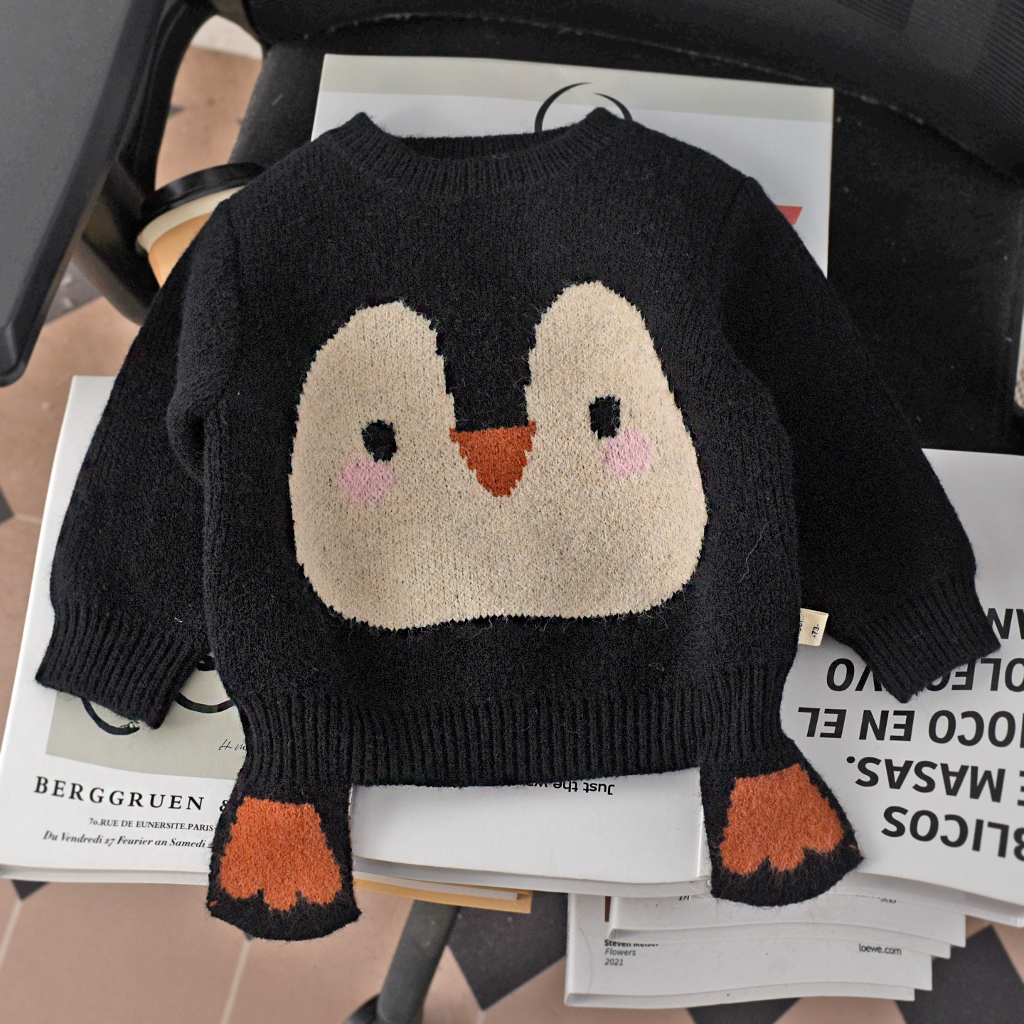 小童卡通套头企鹅毛衣