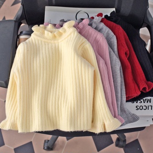 女童毛衣加绒冬装保暖儿童宝宝高领针织衫冬季百搭洋气婴儿打底衫