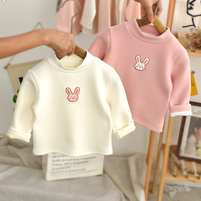 小童半高领卡通长袖T恤衫