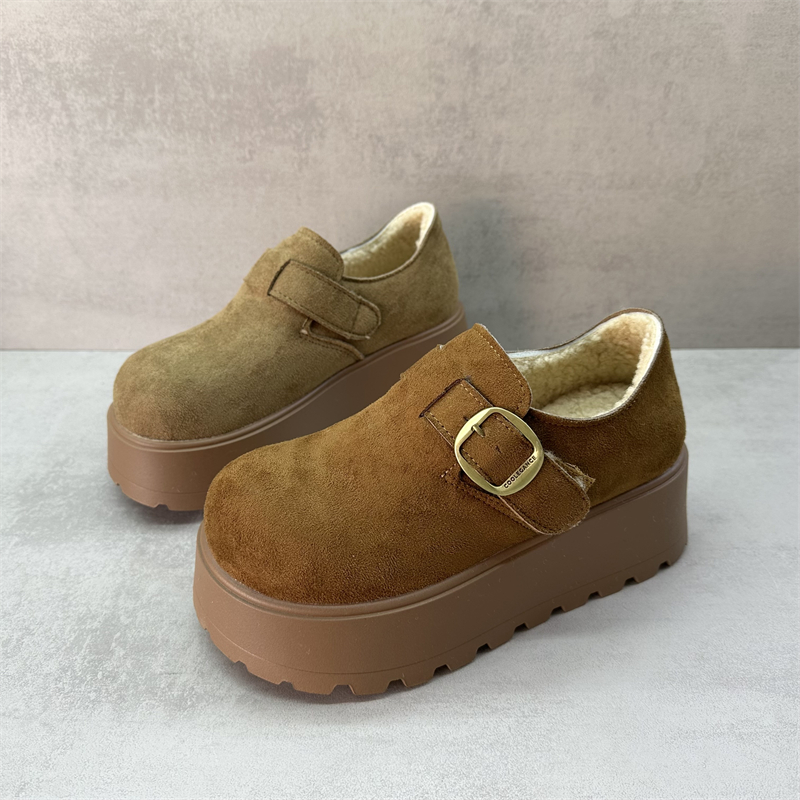 断码女款加绒增高厚底勃肯女棉鞋