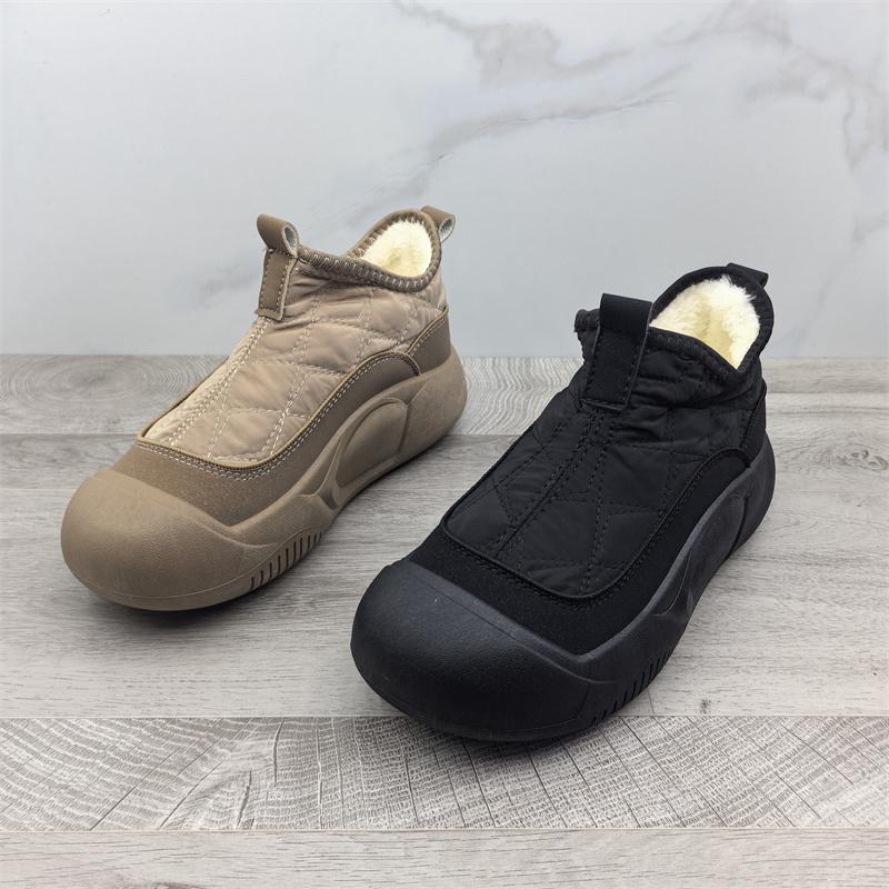 断码处理2024秋款女鞋休闲圆头套筒厚底加绒保暖高帮女棉鞋雪地靴