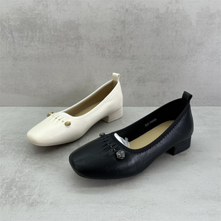 撤柜处理断码女鞋2026春款日常工作鞋舒适一脚蹬方头平跟浅口单鞋