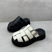 编织女凉拖鞋 2025夏款 厚底增高百搭外穿休闲包头拖鞋 处理女鞋 断码