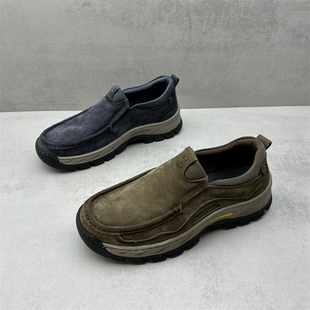2025秋款断码处理真皮男鞋时尚百搭舒适厚底休闲皮鞋一脚蹬爸爸鞋