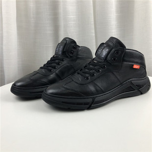 工厂处理冬季新款真皮断码男鞋厚底轻便舒适时尚百搭高帮休闲鞋男