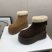 新款 断码 处理2025冬季 女靴增高厚底加绒保暖雪地靴英伦风短筒棉靴