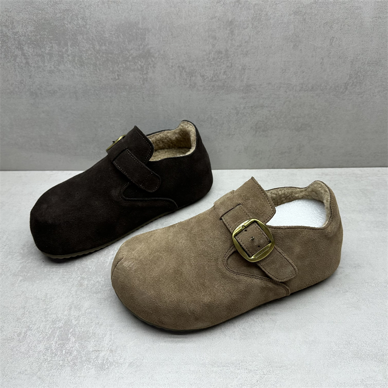 断码处理真皮女鞋内增高勃肯鞋女