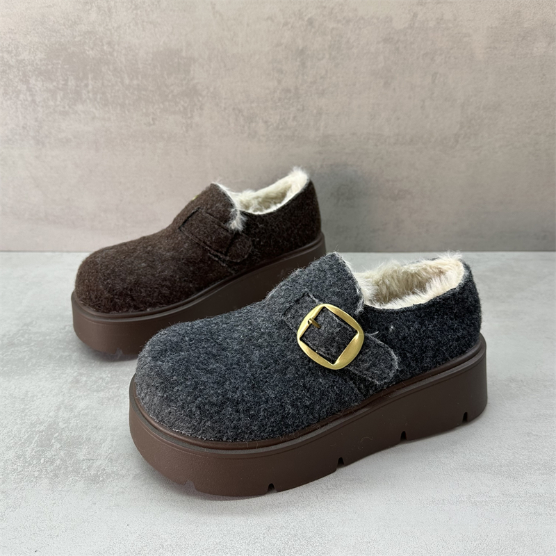 断码加绒厚底增高女款懒人勃肯鞋