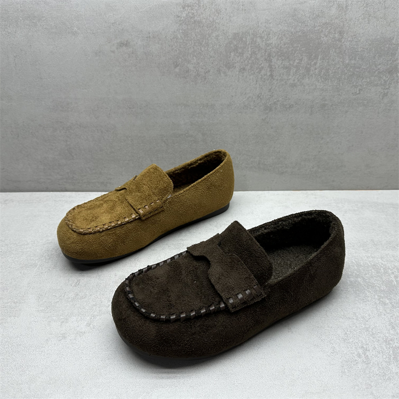 断码处理2025冬季新款女鞋舒适百搭平底加绒保暖一脚蹬懒人豆豆鞋