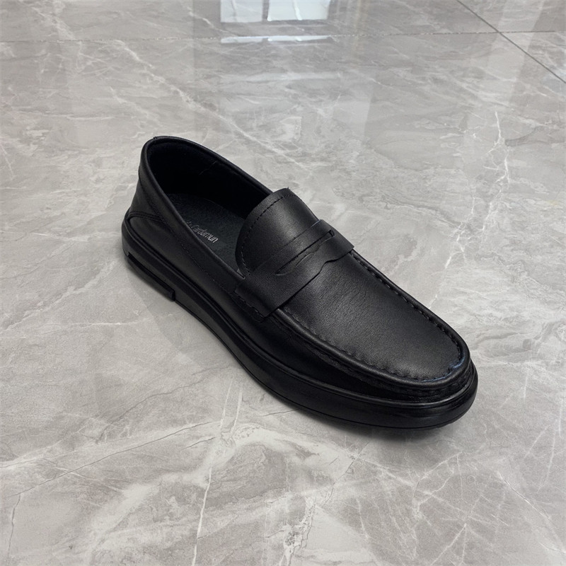 撤柜处理真皮男鞋2022春季新款商务休闲平底舒适牛皮深口套脚皮鞋