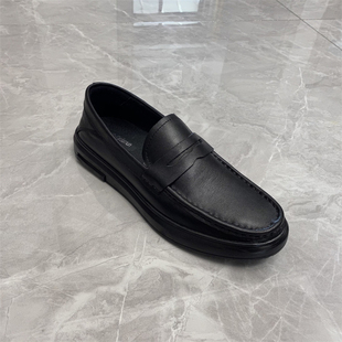 撤柜处理真皮男鞋2022春季新款商务休闲平底舒适牛皮深口套脚皮鞋