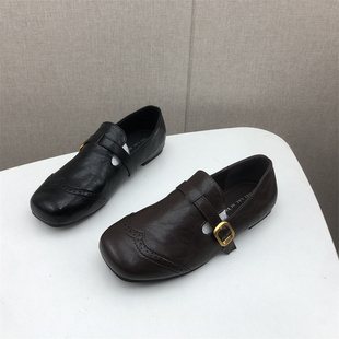 撤柜处理断码女鞋2026春款一脚蹬单鞋方头平跟舒适软底浅口懒人鞋