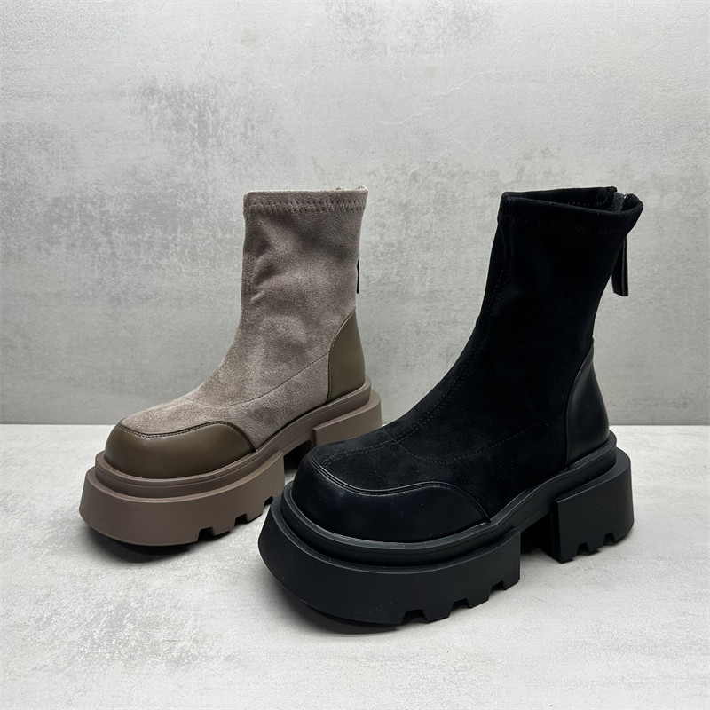 断码处理2025秋冬款女靴英伦百搭厚底弹力靴小个子增高显瘦女单靴,女鞋,弹力靴/袜靴,淘宝优惠券,粉丝福利购,淘宝优惠卷
